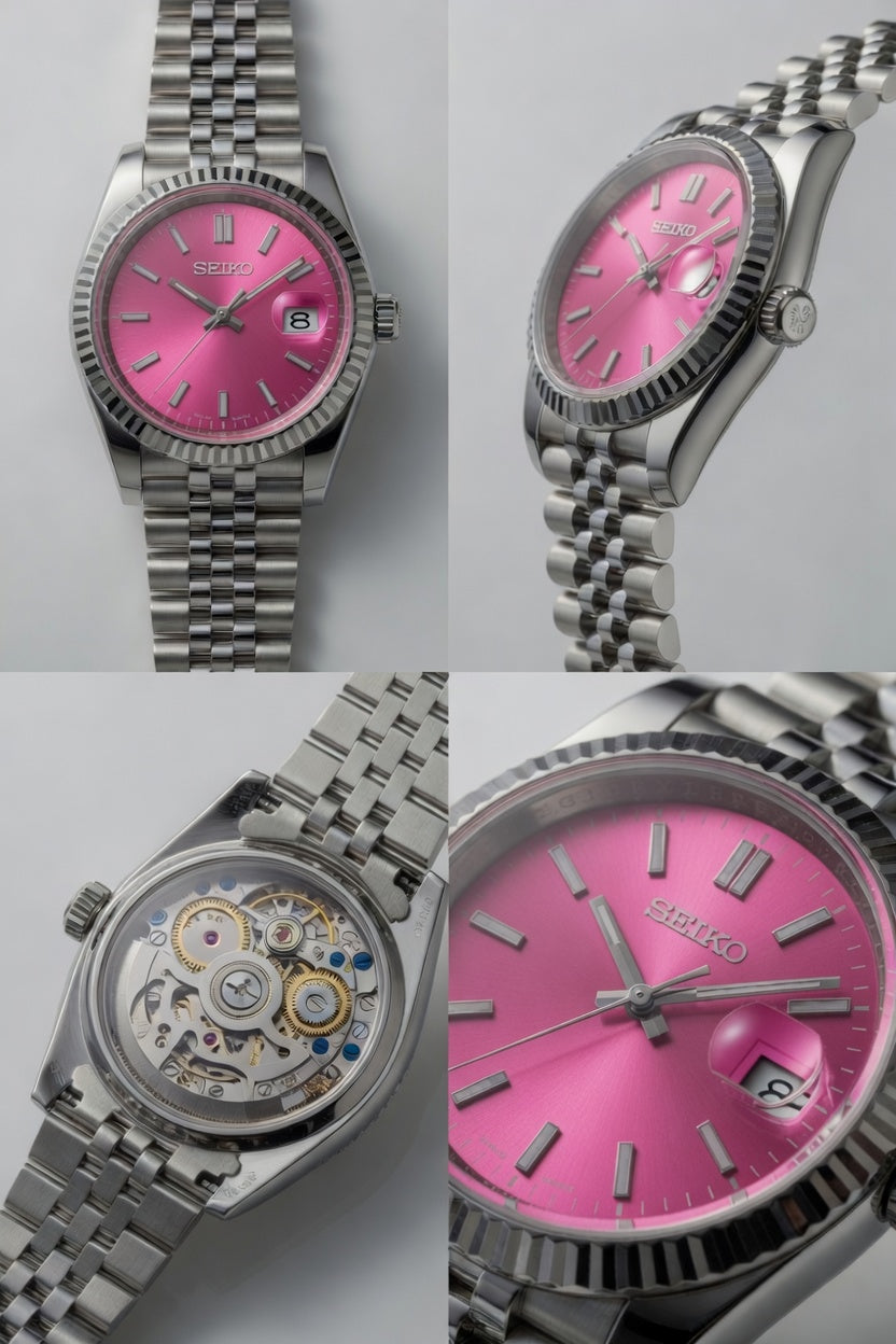 Seiko Automatic — Vibrant Pink Dial | Jubilee Bracelet