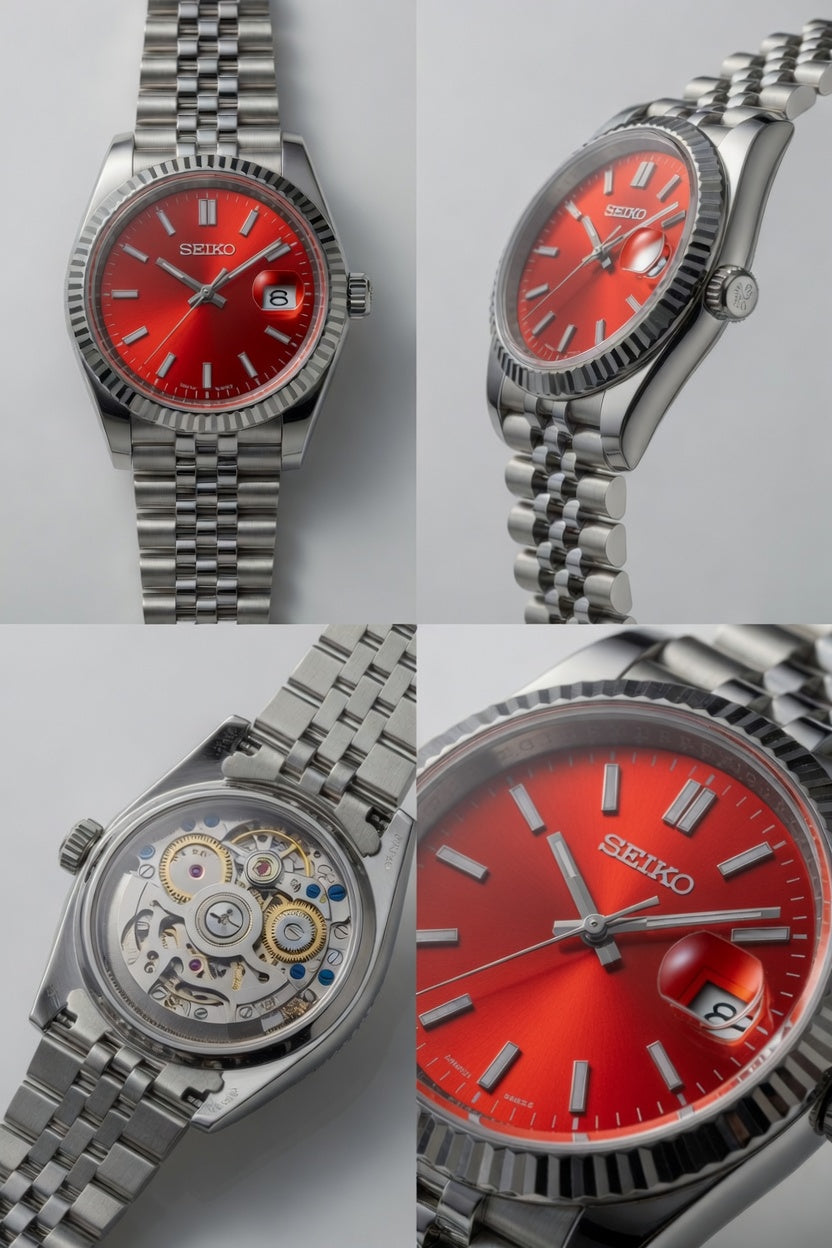 Seiko Automatic — Vibrant Red Dial | Jubilee Bracelet