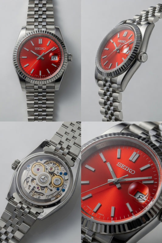 Seiko Automatic — Vibrant Red Dial | Jubilee Bracelet